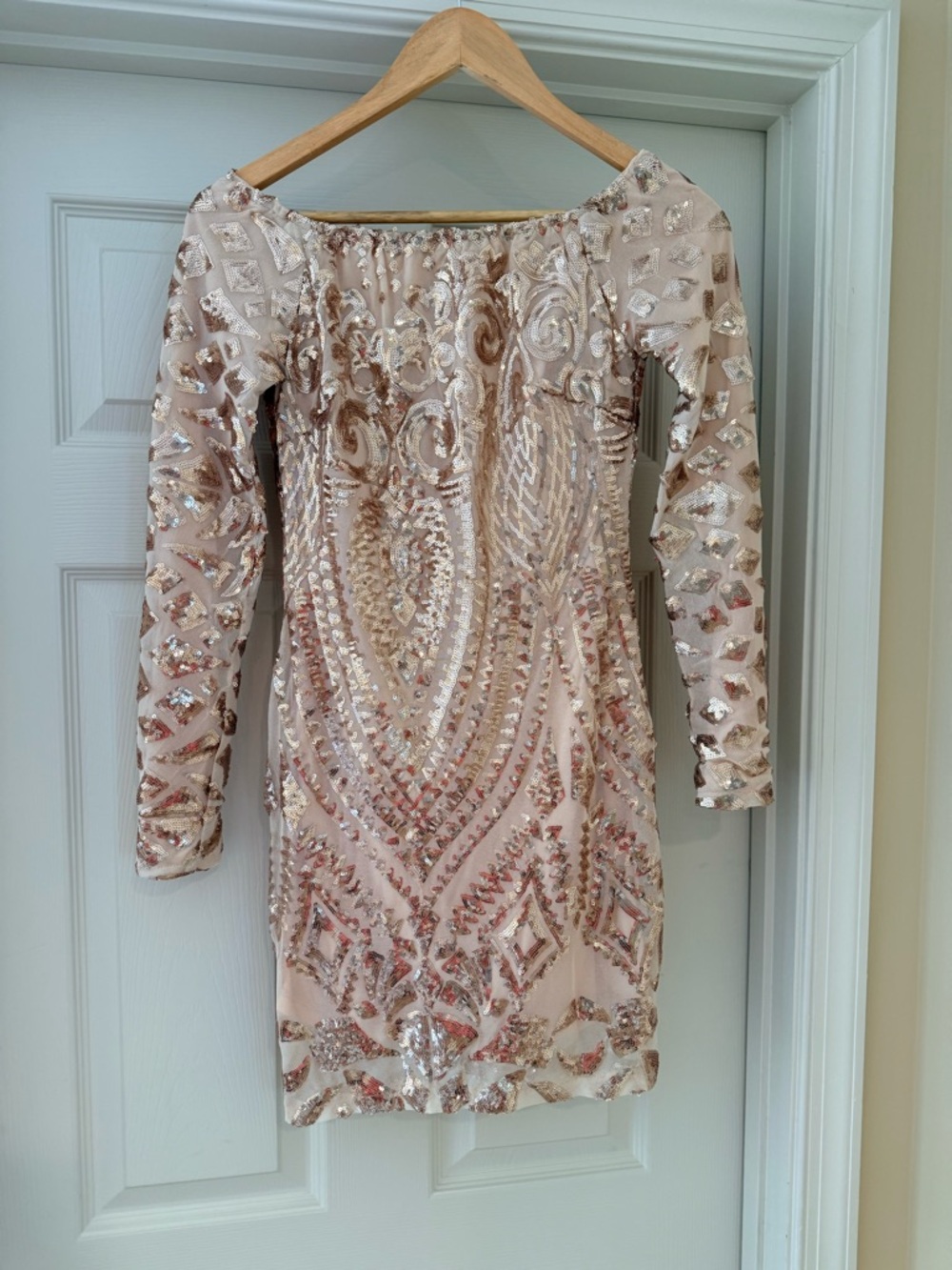 Sequin Mini Dress in Blush Rose